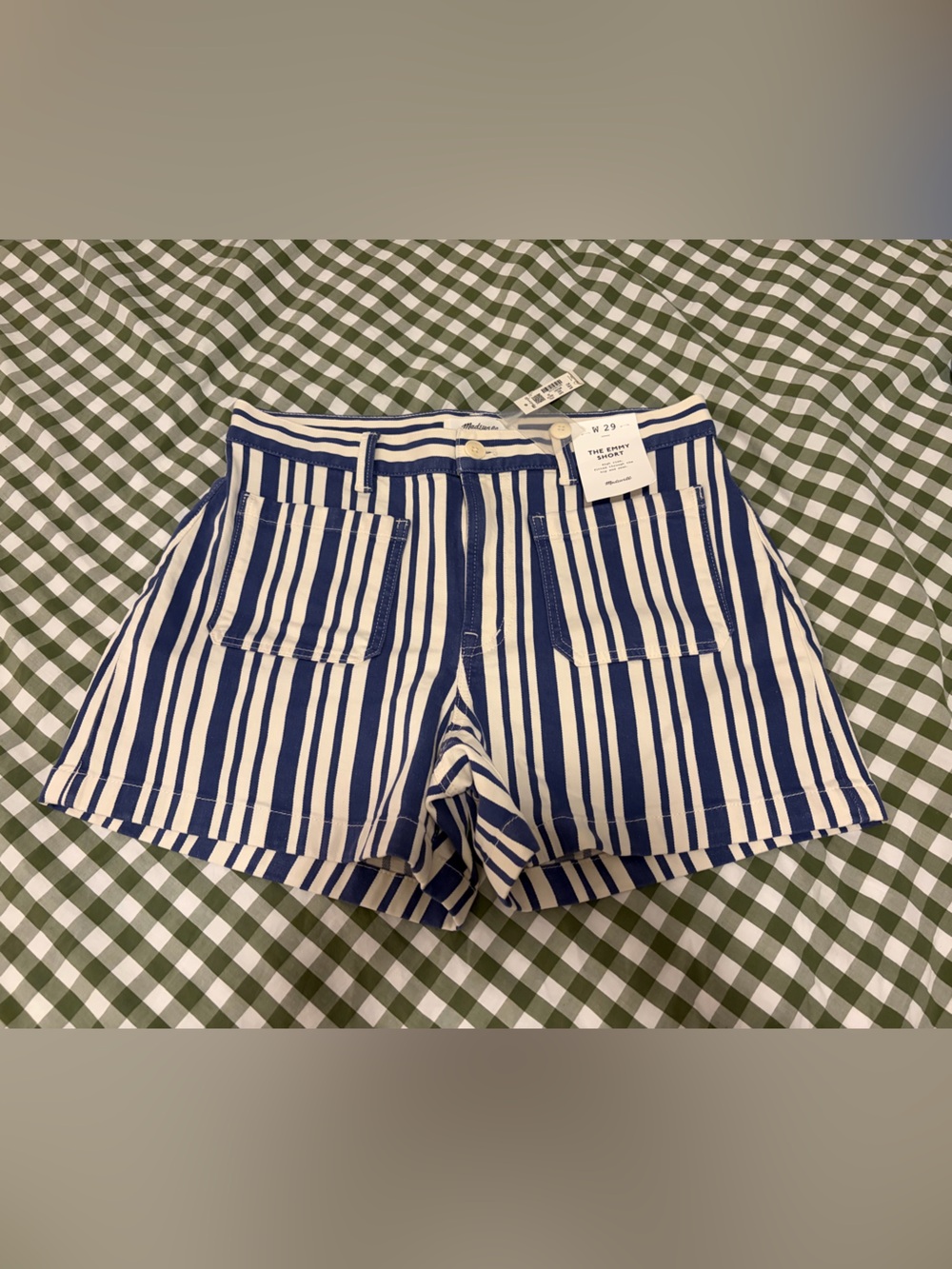Madewell Blue and White Striped Jean Shorts